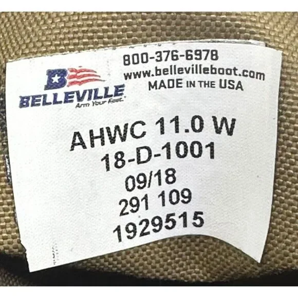Belleville Military Army Combat Boot Hot Weather‎ Coyote AHWC Size 11.0W NWTS